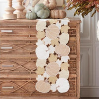 Embroidered Pumpkins and Leaves Table Runner