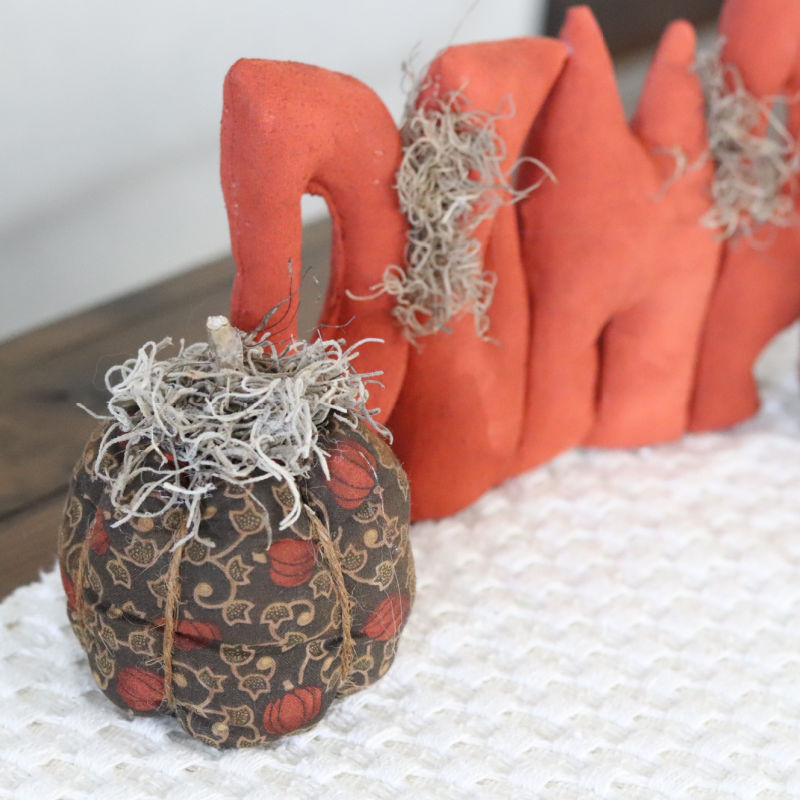 Handmade Pumpkin Fabric Word