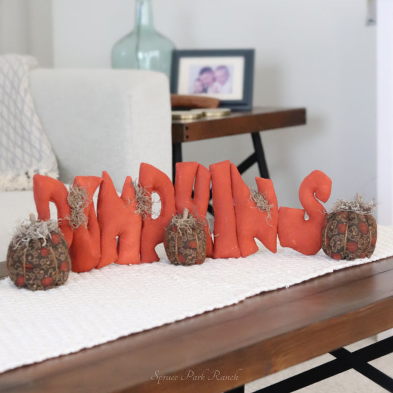 Handmade Pumpkin Fabric Word