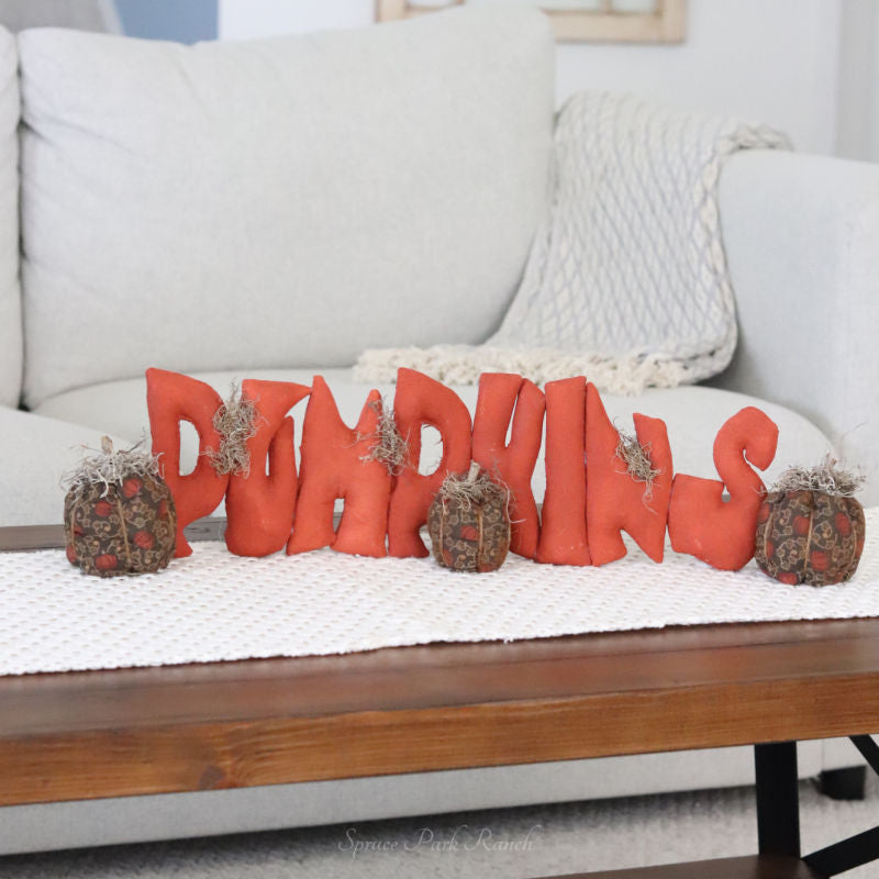 Handmade Pumpkin Fabric Word