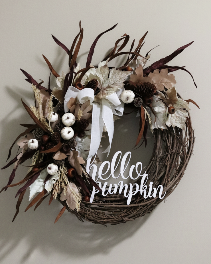Pumpkin and Oak Hello Pumpkin Wreath