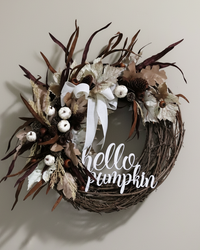 Pumpkin and Oak Hello Pumpkin Wreath