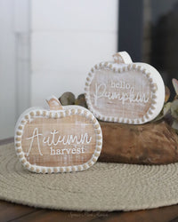 Wood Engraved Harvest Pumpkin Block