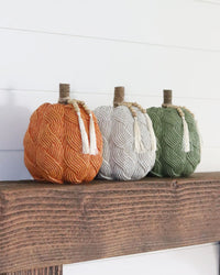 Cable Knit Harvest Pumpkin with Beaded Tassel