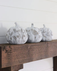 White Embossed Harvest Pumpkin Large