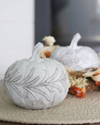 White Embossed Harvest Pumpkin Small