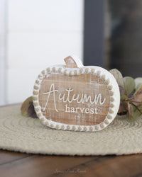 Wood Engraved Harvest Pumpkin Block