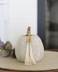 Woven Harvest Pumpkin with Beaded Tassel