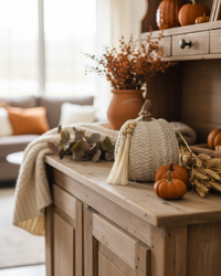 Woven Harvest Pumpkin with Beaded Tassel