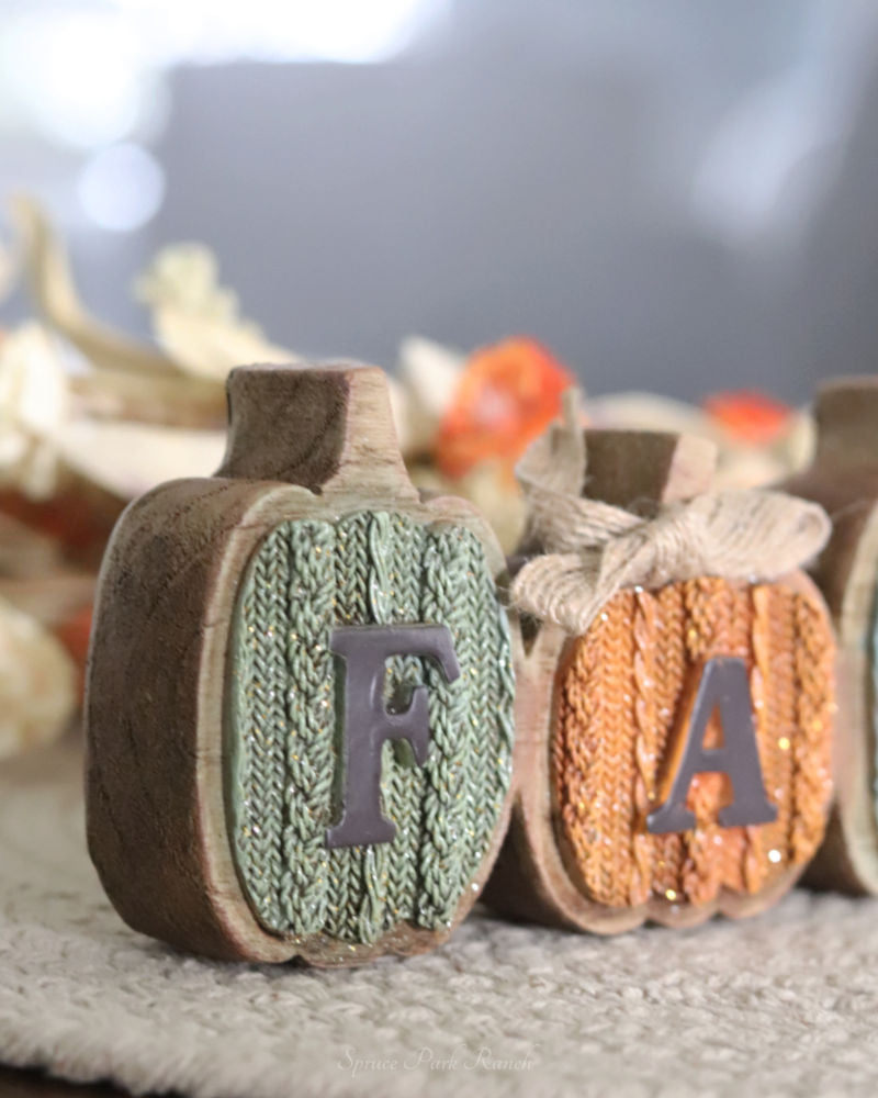 Cable Knit Harvest Fall Pumpkins With Bows