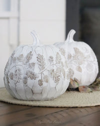 White Embossed Harvest Pumpkin Large