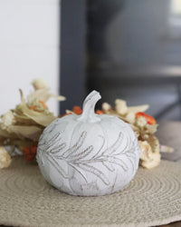 White Embossed Harvest Pumpkin Small