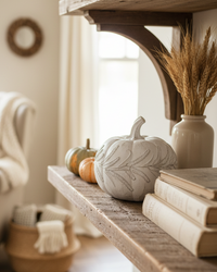 White Embossed Harvest Pumpkin Small