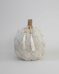 Cable Knit Harvest Pumpkin with Beaded Tassel