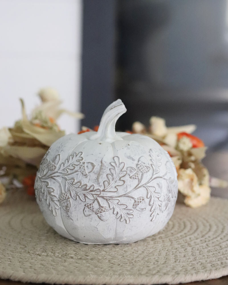 White Embossed Harvest Pumpkin Small