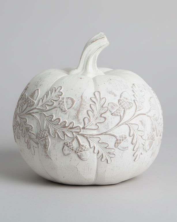 White Embossed Harvest Pumpkin Small