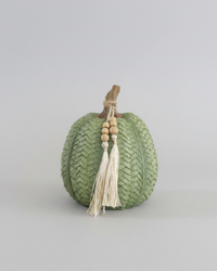 Woven Harvest Pumpkin with Beaded Tassel
