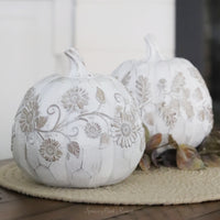 White Embossed Harvest Pumpkin Large