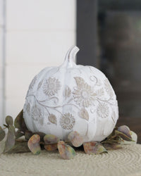 White Embossed Harvest Pumpkin Large