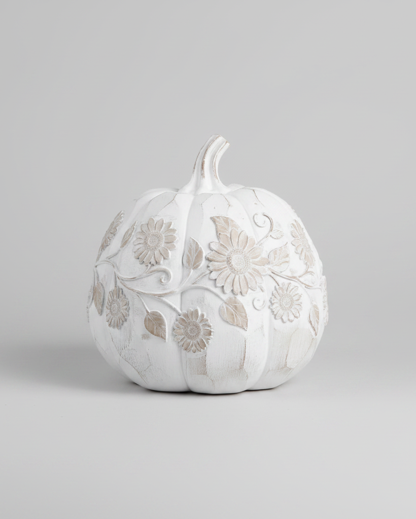 White Embossed Harvest Pumpkin Large