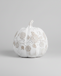 White Embossed Harvest Pumpkin Large
