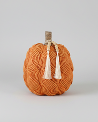Cable Knit Harvest Pumpkin with Beaded Tassel