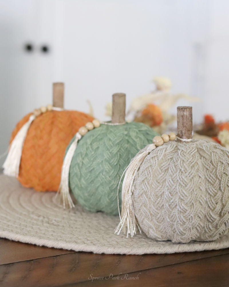 Braided Harvest Pumpkin With Beads