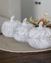 White Embossed Harvest Pumpkin Small