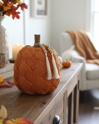 Cable Knit Harvest Pumpkin with Beaded Tassel