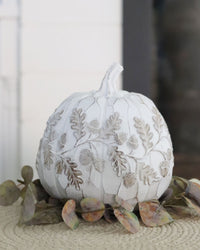 White Embossed Harvest Pumpkin Large