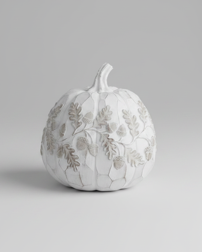 White Embossed Harvest Pumpkin Large