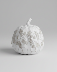 White Embossed Harvest Pumpkin Large