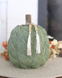 Cable Knit Harvest Pumpkin with Beaded Tassel