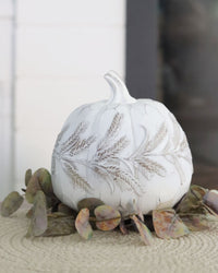 White Embossed Harvest Pumpkin Large