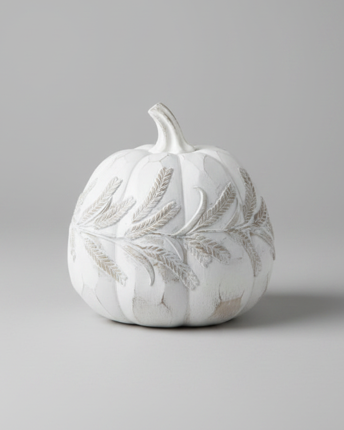 White Embossed Harvest Pumpkin Large