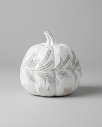 White Embossed Harvest Pumpkin Large