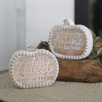 Wood Engraved Harvest Pumpkin Block