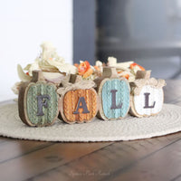 Cable Knit Harvest Fall Pumpkins With Bows