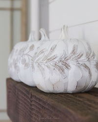 White Embossed Harvest Pumpkin Large