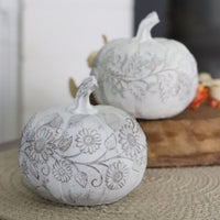 White Embossed Harvest Pumpkin Small