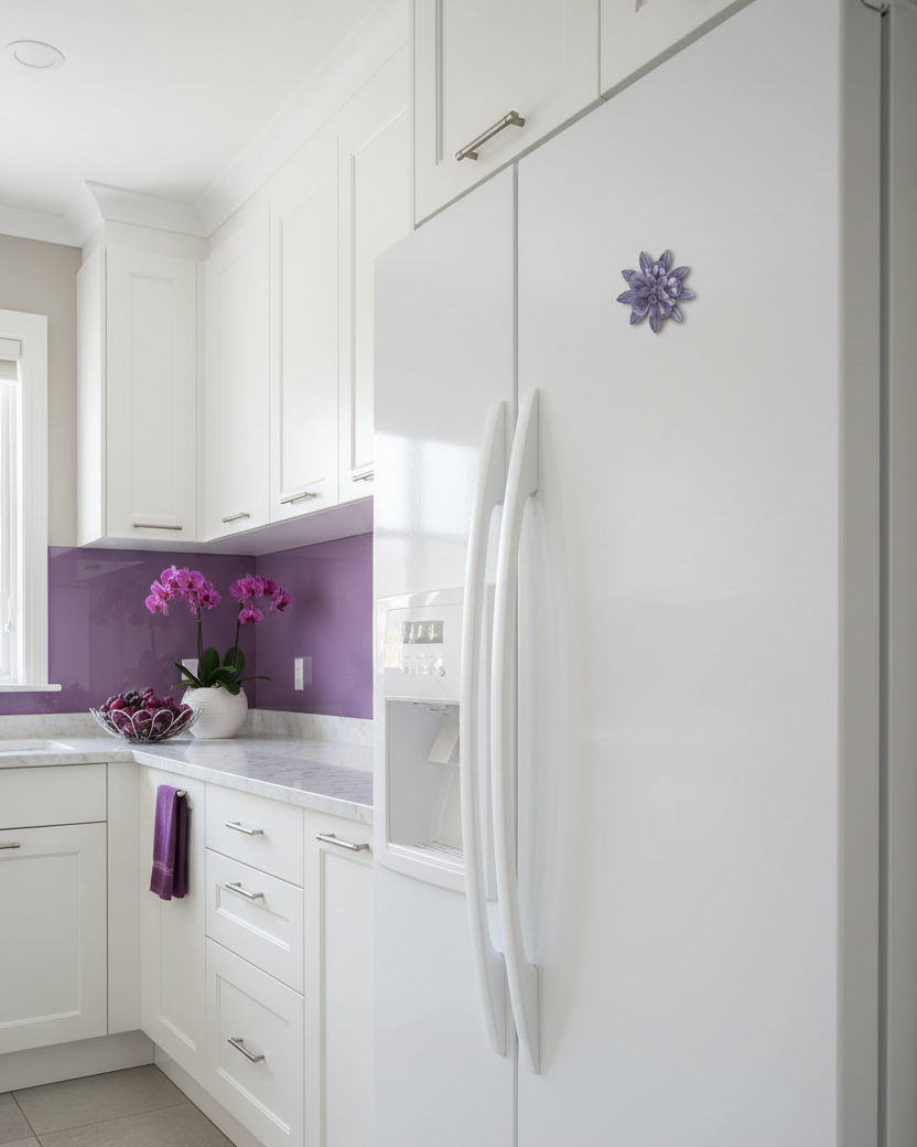 Purple Flower Metal Magnet