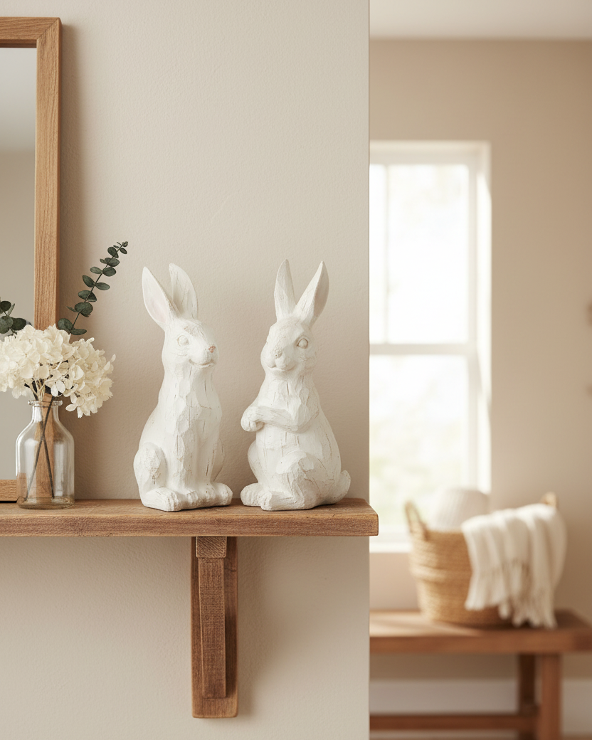 Distressed Carved Resin Bunny