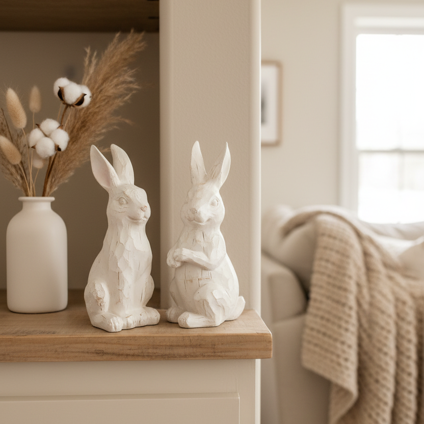 Distressed Carved Resin Bunny