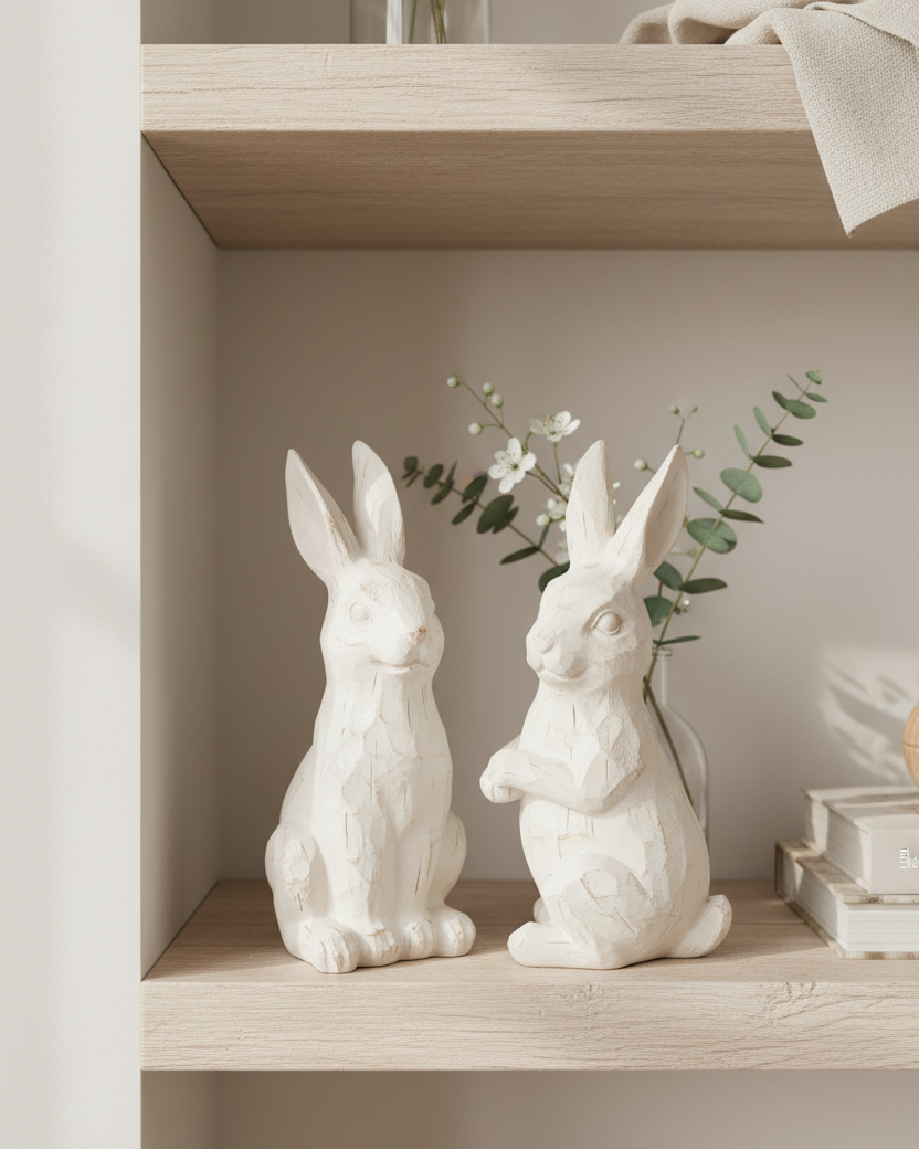 Distressed Carved Resin Bunny