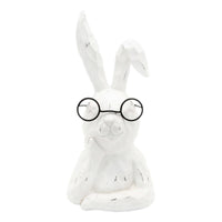 White Resin Thinking Bunny With Glasses