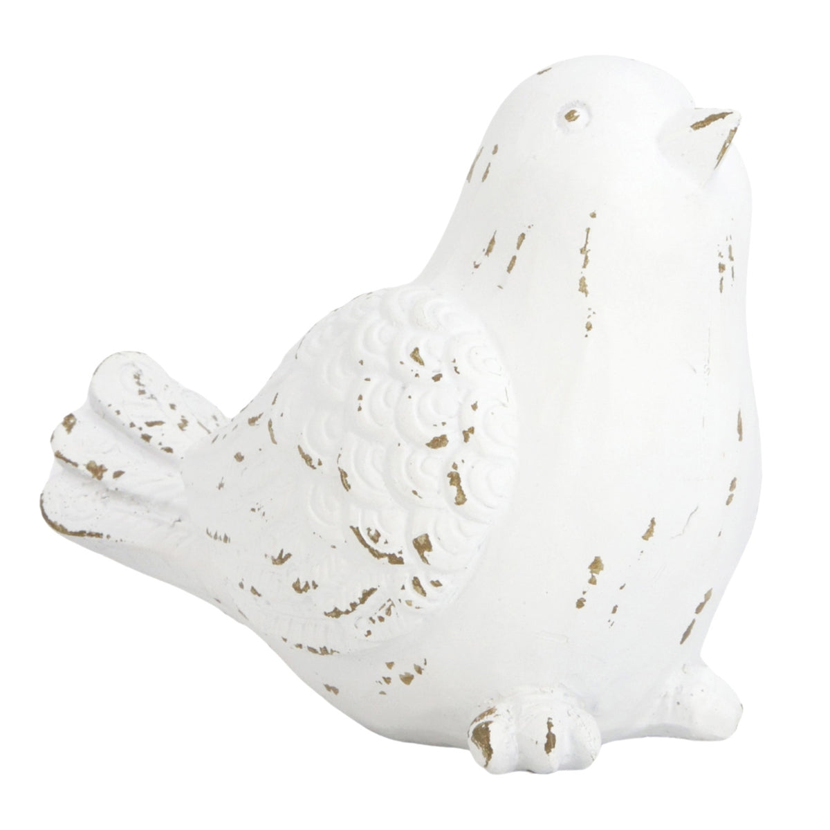 White Distressed Resin Bird