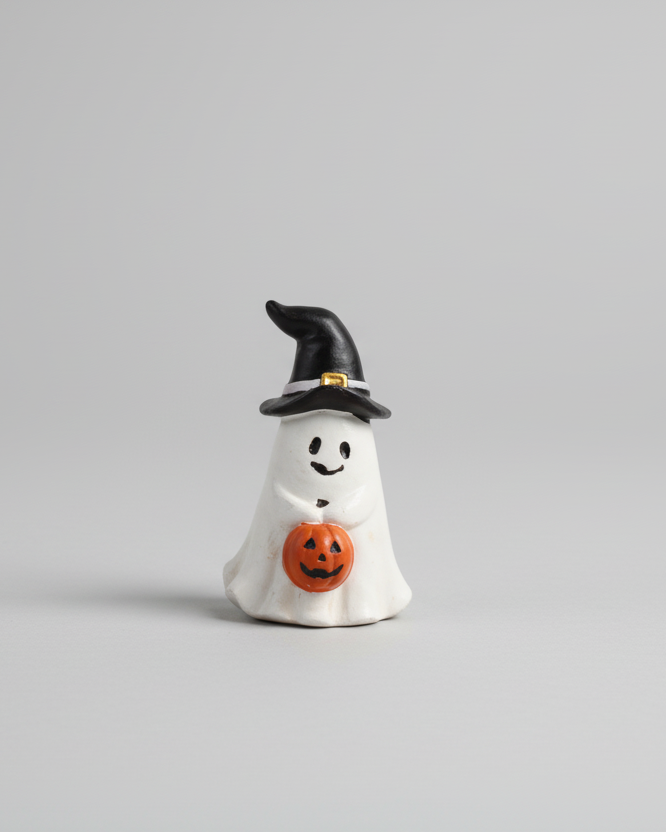 Mini Resin Ghost With Witch Hat