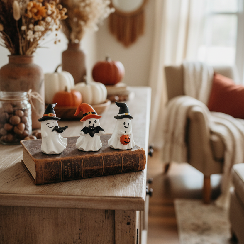 Mini Resin Ghost With Witch Hat