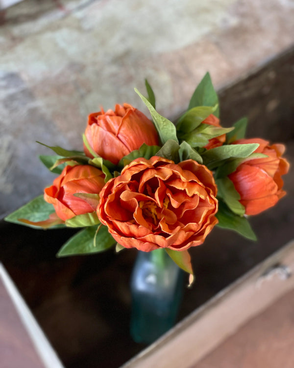 Peony Bundle Persimmon 10"L Real Touch