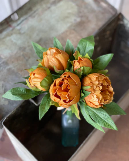 Peony Bundle Saffron 10"L Real Touch